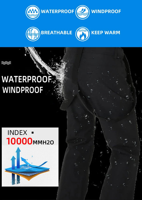 Unisex Winter Thick Warm Skiing Pants Waterproof Trousers