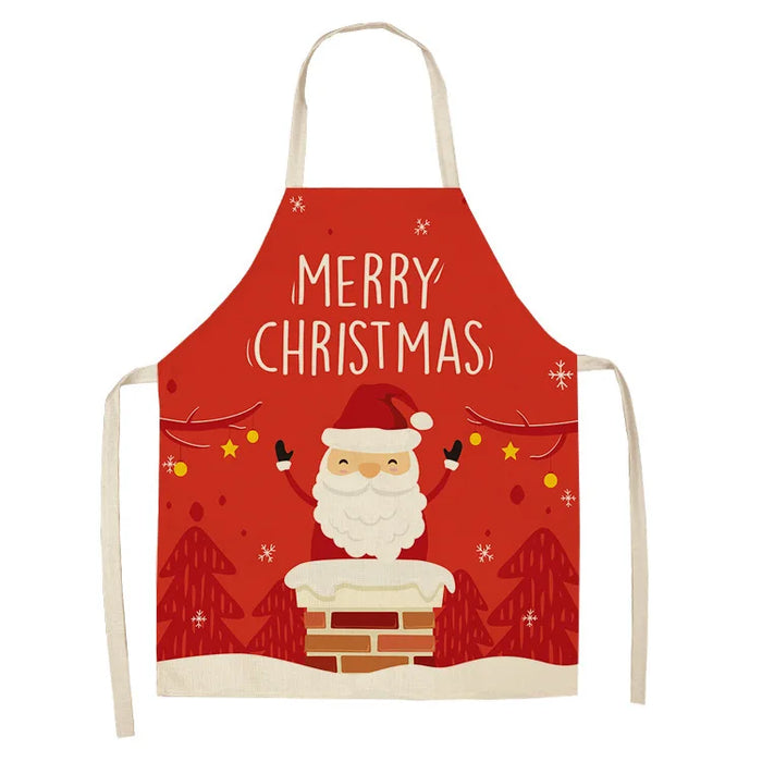 Linen Merry Christmas Apron Christmas Decorations for Home Kitchen