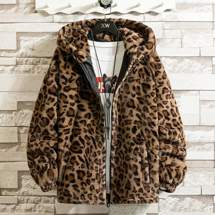 Leopard Print Jacket Loose and Comfortable Cotton-padded