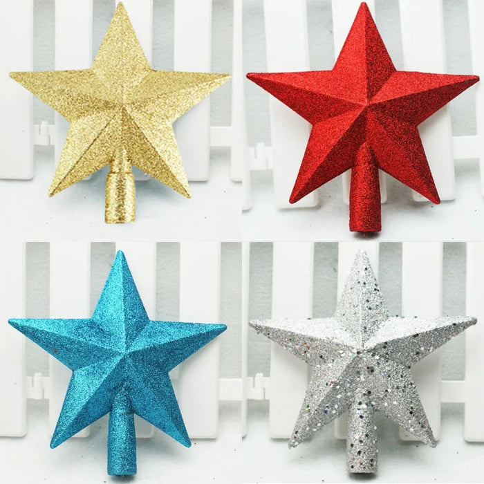Christmas Tree Top Star Decorations, Shiny Gold Powder, Five-Pointed Star
