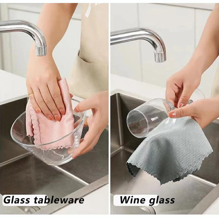 5PCS Microfiber Washing Dish Cloth Cleaning Towel Super Absorbable Window Glass Cleaning Cloth Kitchen Anti-grease Wiping Rags