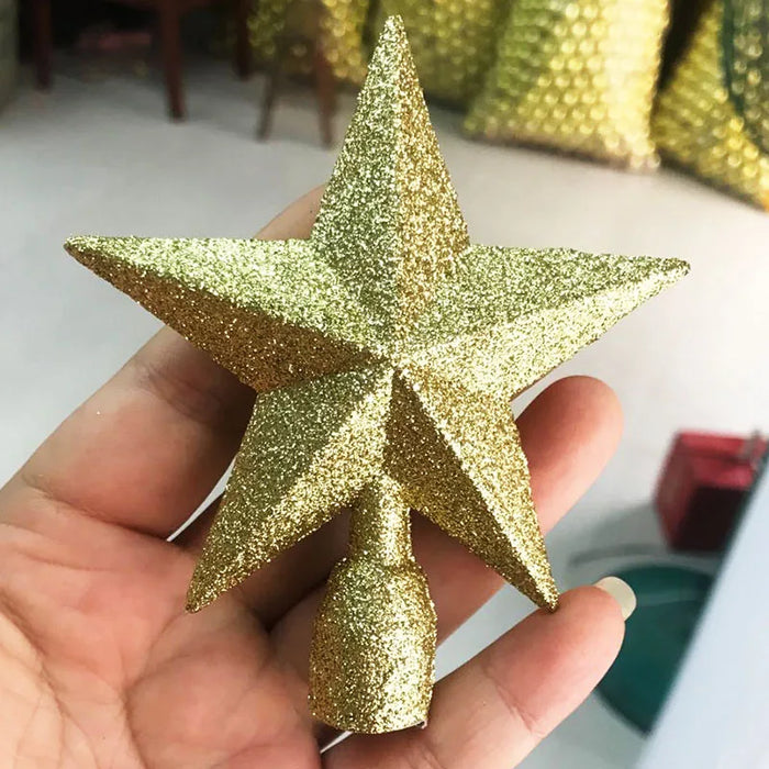 Christmas Tree Top Star Decorations, Shiny Gold Powder, Five-Pointed Star