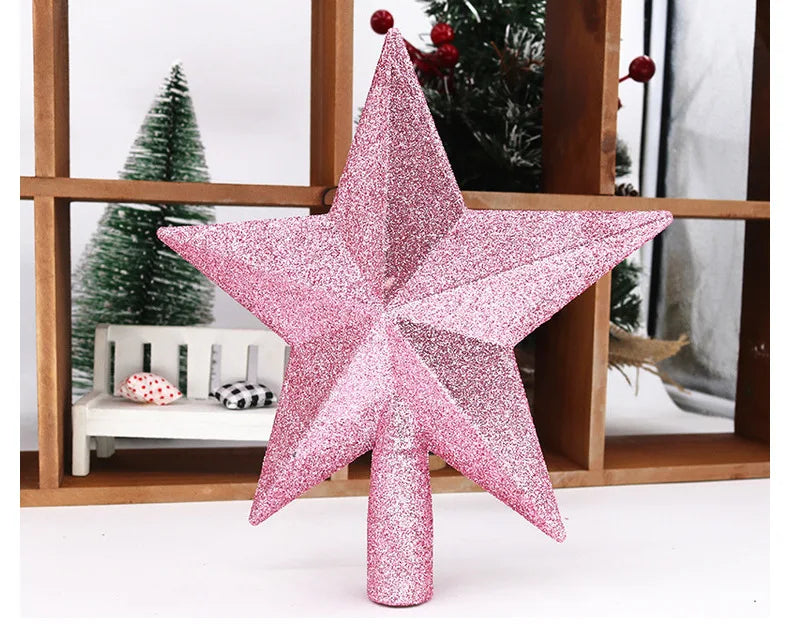 Christmas Tree Top Star Decorations, Shiny Gold Powder, Five-Pointed Star