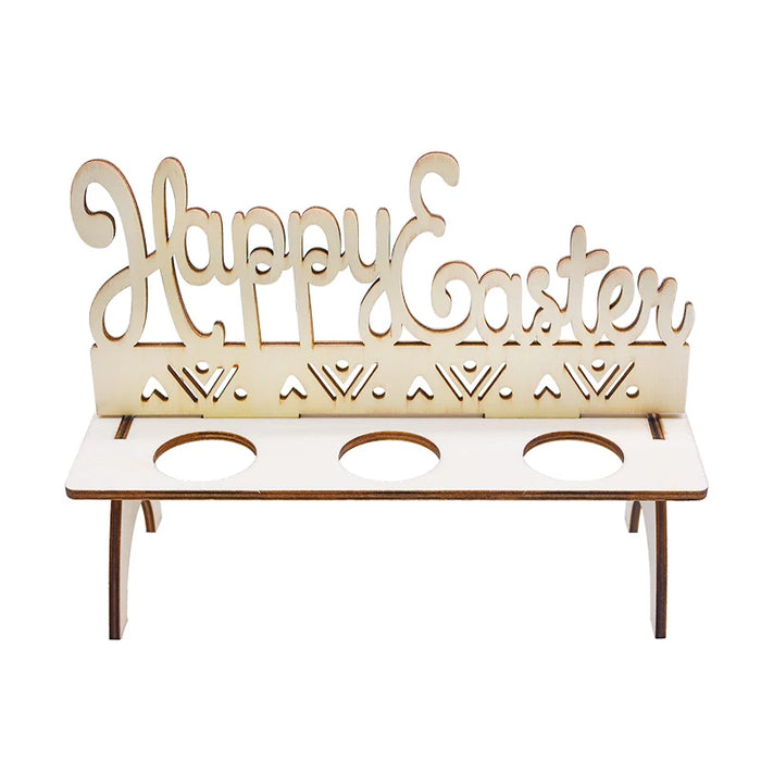 Easter Decoration for Home Wooden Easter Egg Holder Shelves DIY Craft Handmade Ornaments Kids Gift Happy Easter Party Decor 2025