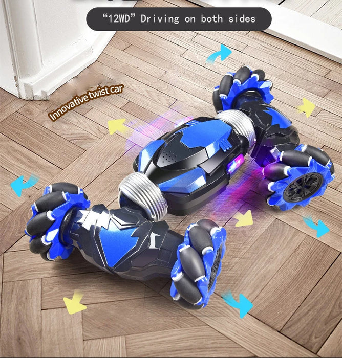 Rc Stunt Car Dual Remote Control Watch Gesture Sensor Drift 2.4GHz 4wd Rotation Deformation Electric Toy for Kids Boys Christmas