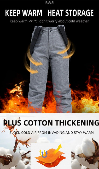 Unisex Winter Thick Warm Skiing Pants Waterproof Trousers