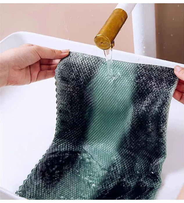 5PCS Microfiber Washing Dish Cloth Cleaning Towel Super Absorbable Window Glass Cleaning Cloth Kitchen Anti-grease Wiping Rags