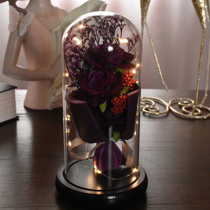 1pc Rose LED Eternal Flower Rose Artificial Flower Christmas Wedding Valentine's Day Birthday Gift Home Decor
