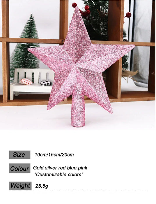 Christmas Tree Top Star Decorations, Shiny Gold Powder, Five-Pointed Star