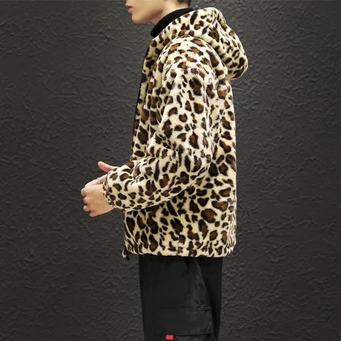 Leopard Print Jacket Loose and Comfortable Cotton-padded