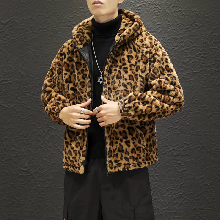 Leopard Print Jacket Loose and Comfortable Cotton-padded