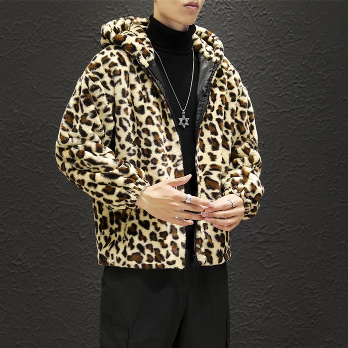 Leopard Print Jacket Loose and Comfortable Cotton-padded