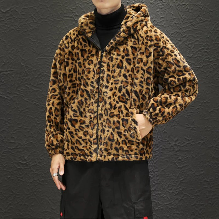 Leopard Print Jacket Loose and Comfortable Cotton-padded