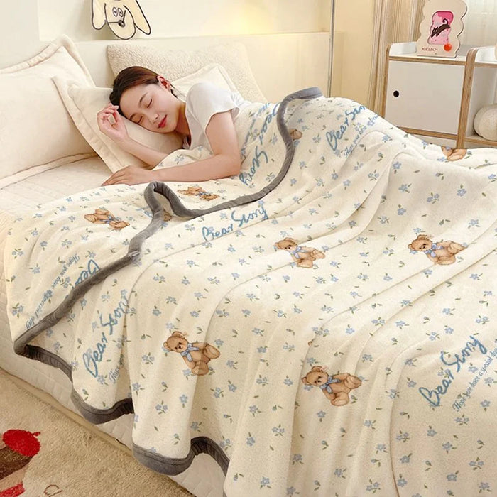 YanYangTian 2024 New Capybara Thin blanket sofa cover bedding Cute puppy print Autumn Winter warm comforter Home and decoration