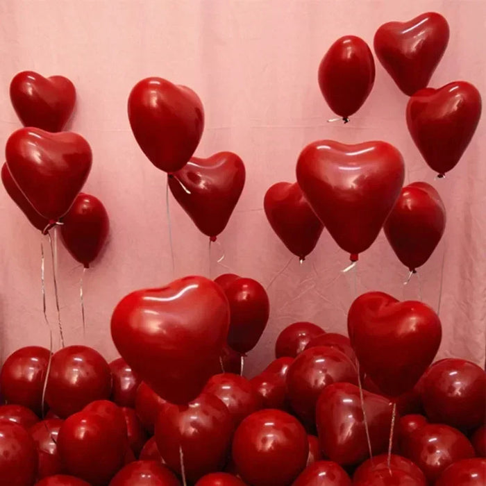 50/100pcs 10inch Red Heart Balloons Valentines Day Balloon for Valentines Decoration