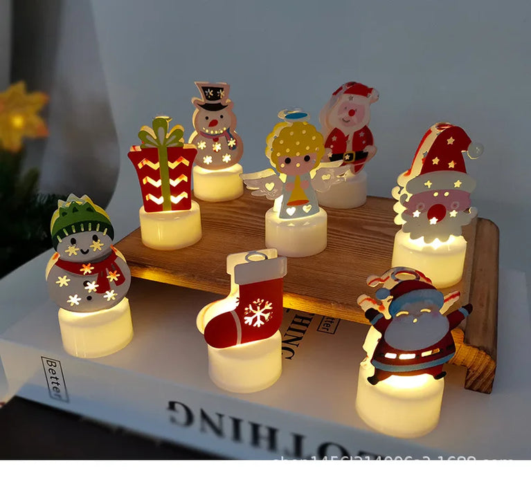 Christmas LED Light Snowman Santa House Luminous Cabin Merry Christmas Decor for Home Xmas Tree Ornaments Kids Gifts New Year