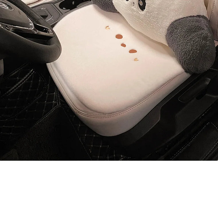 Plush Cute Cartoon Car Seat Cushion Pad Full Set Breathable Four Seasons Car Seat Cover Anti Slip Interior Accessories Universal