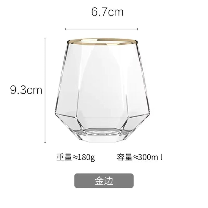 Color Heatproof Glass Net Celebrity Creative Hexagonal Crystal Glass Beautiful Milk Juice Drink Cup Family Party High Value