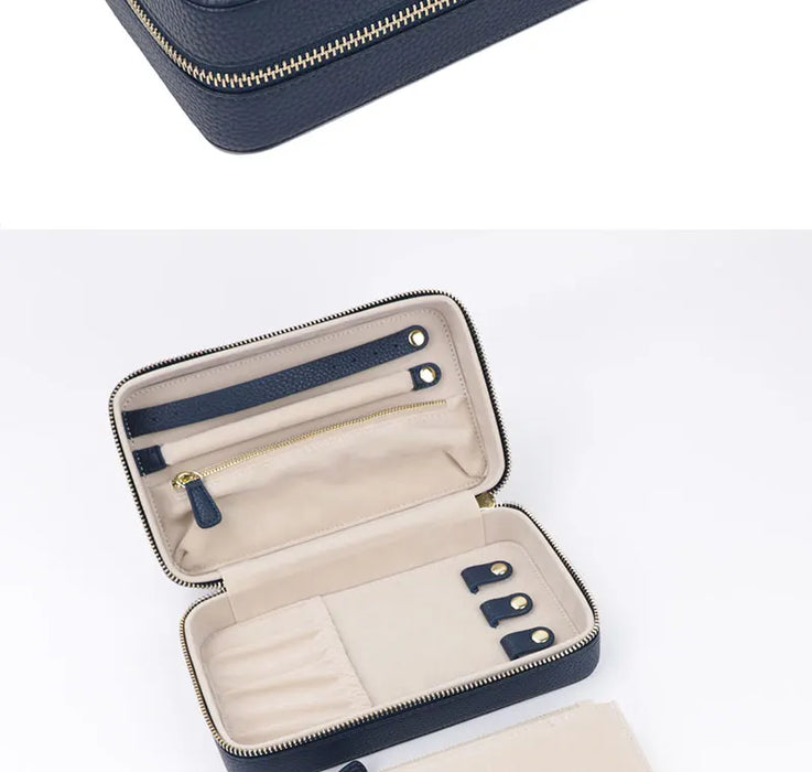 Personalized Emboss Gold Name Pebble Leather Jewelry Storage Box