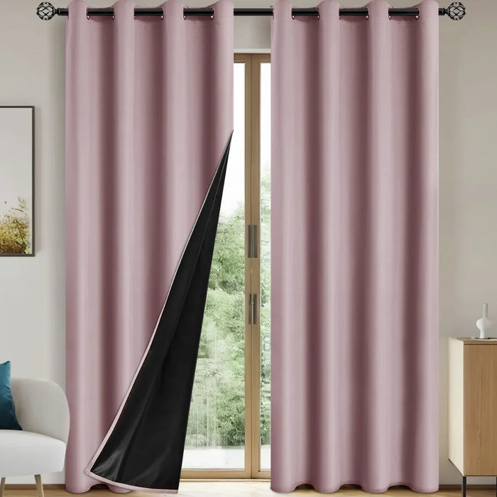 2pcs Blackout Thermal Curtains With Coating Insulated Liner, Window Curtains for Bedroom, Living Room, Dining Room, Home Decor