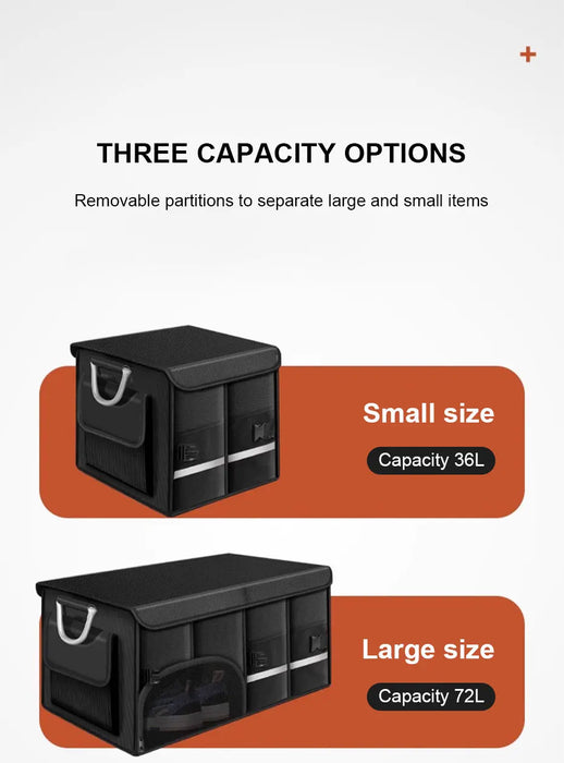 SEAMETAL Foldable Trunk Storage Box Waterproof Oxford Cloth 110L Large-Capacity Car Organizer for Camping/Fishing Easy to Carry