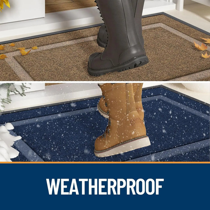 Front Door Mat Indoor Outdoor Entrance Waterproof Sturdy Natural Rubber Fade Resistant Easy Clean Patio Porch Door Mat