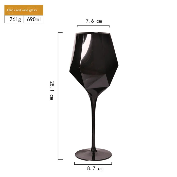 Pure Black Crystal Golden Edge Wine Glass Goblet Light Luxury Irregular Model Room Special Champagne Cup Whiskey Beer Glasses