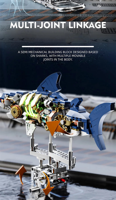 Technical Mechanical Shark Parrot Mantis Frog Manta Ray Sea Animal Light Building Blocks Bricks Model Assembly Toy For Kid Gift