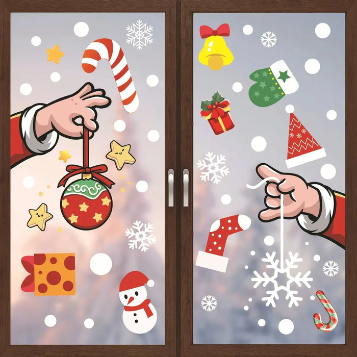 Santa Claus Reindeer Window Glass Stickers Snowman Snowflake