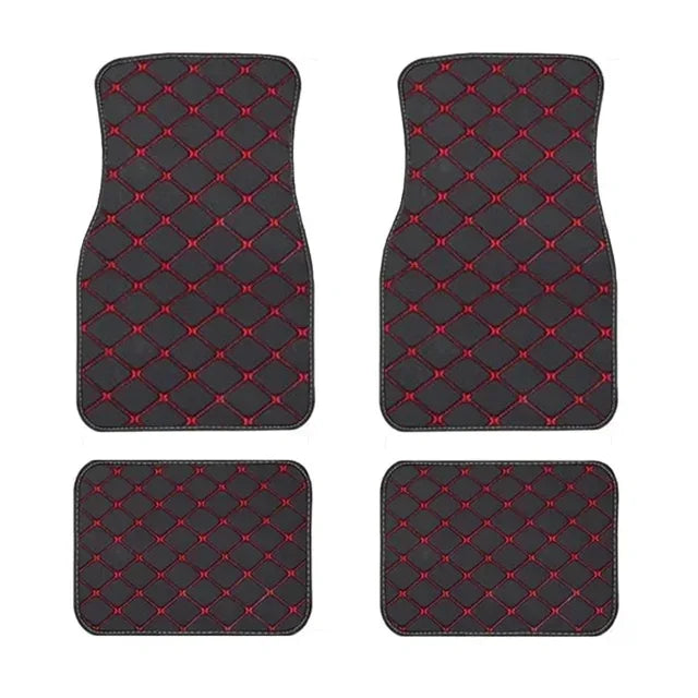 Car Floor Mats 4PCS Universal PU Leather Waterproof Auto Foot Pad Protector
