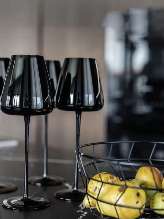 Nordic Black Goblet Black Porcelain Crystal Glass Red Wine Glass Bordeaux Cup Home Ornament Wine Glass Champagne Glass