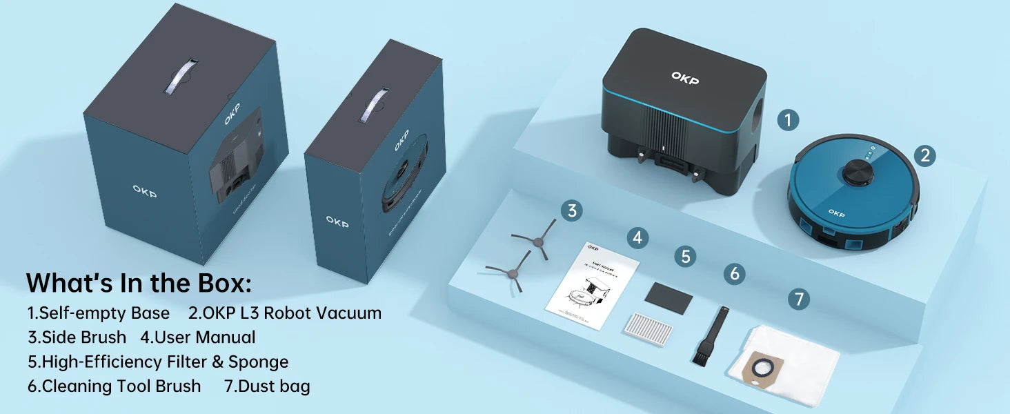 OKP L3 Robot Vacuum with Self-Empty Dock, 3800Pa Suction ,Lidar Navigation, 5L Dust-Bag Hands-Free Cleaning for up to 10 Weeks