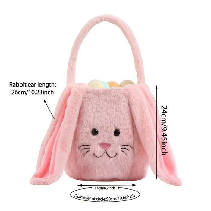 Cute Easter Basket Plush Easter Buckets With Long Ear Boys Girls Spring Egg Hunting Bags Kid Easter Tote Bags Festival Decor