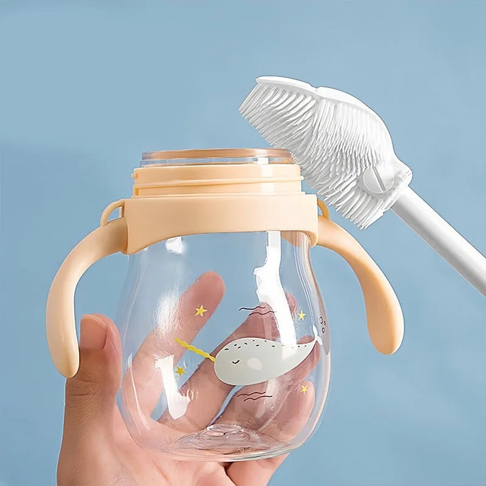 Silicone Milk Bottle Brush Cup Scrubber Glass Cleaner Long Handle Drink Bottle Clean Brush Kitchen Cleaning Tool
