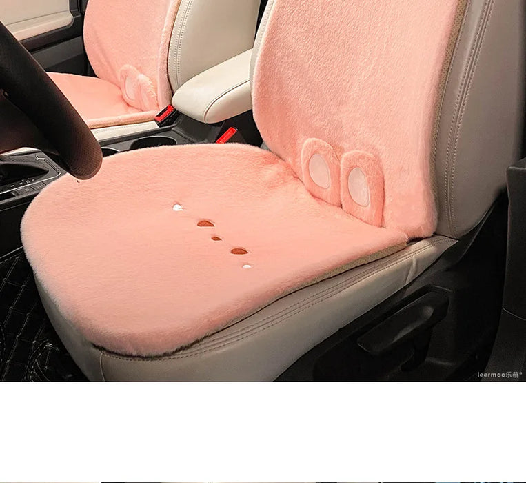 Plush Cute Cartoon Car Seat Cushion Pad Full Set Breathable Four Seasons Car Seat Cover Anti Slip Interior Accessories Universal