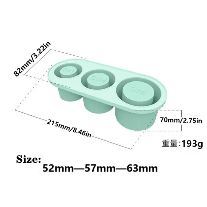 3-Grid Ice Cube Tray For Stanley 30/40 Oz Tumbler Cups Reusable Cylinder Silicone Ice Cube Molds With Lid For Drink Juice Coffee