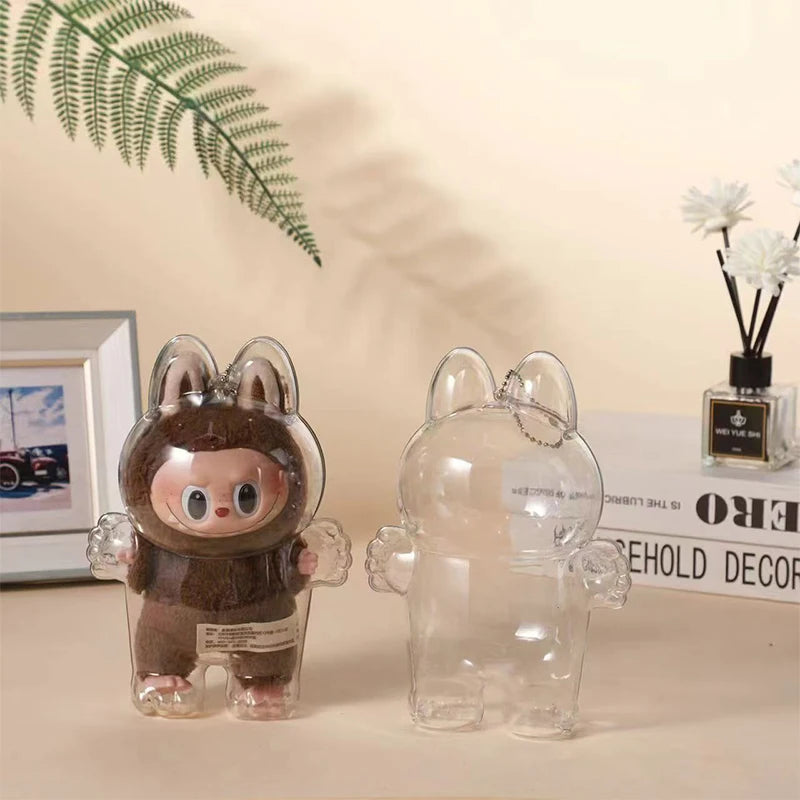 Labubu Transparent Protective Storage Case Plush Dolls Display Bag Portable Clear Organizer Box Thickened Dolls Bag