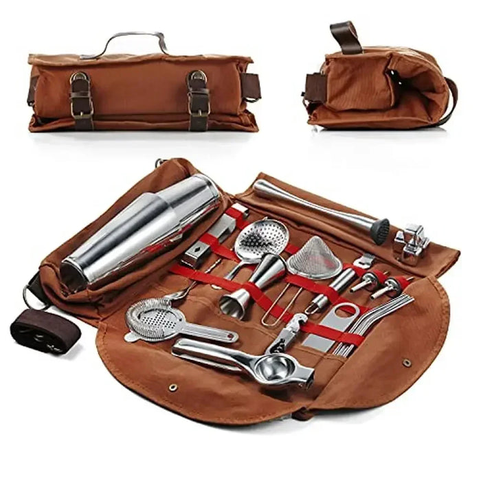 Professional Bartender Kit 25-Piece Mixology Set with Travel Bag Bartender Gift Set Cocktails Whiskey and More High-Quality