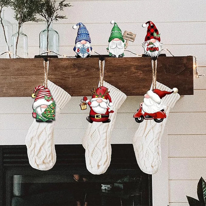Wooden Christmas Gnome Hanging Ornaments Christmas Tree