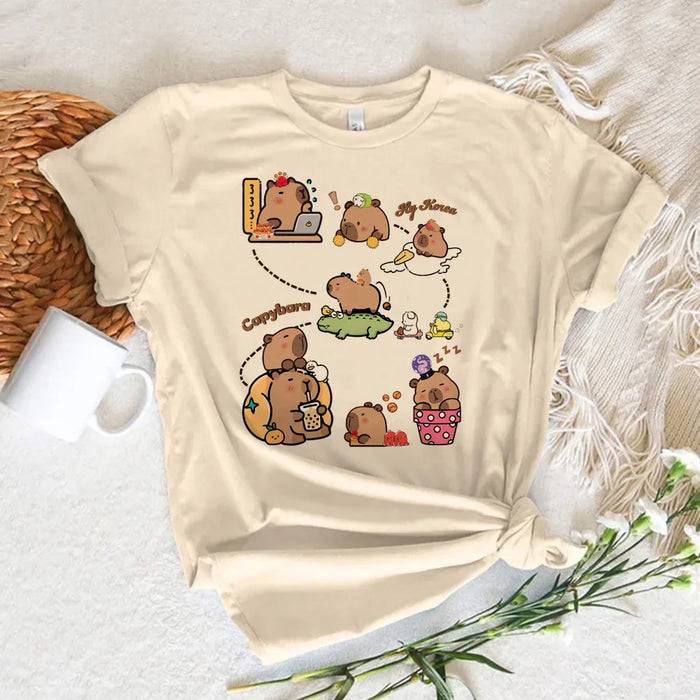 Funny Capybara T-shirts Men Women Summer Cute Animal T Shirt Short Sleeve Graphic T Shirts Streetwear Women's Clothing