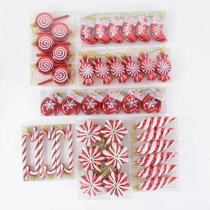 6pcs/set Christmas Candy Pendants Colorful Lollipop Cane Hanging Ornaments