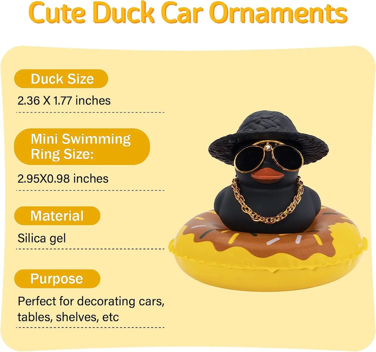 2Pcs Car Dashboard Rubber Duck Decorations