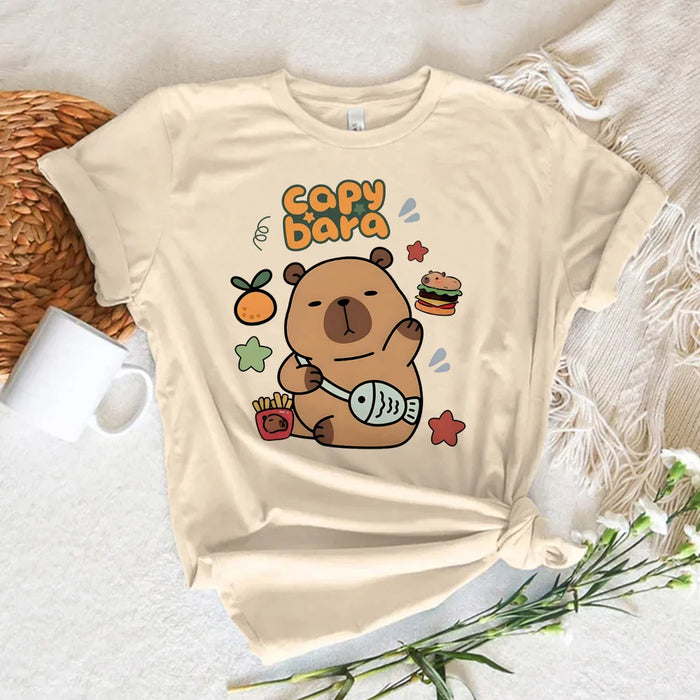 Funny Capybara T-shirts Men Women Summer Cute Animal T Shirt Short Sleeve Graphic T Shirts Streetwear Women's Clothing