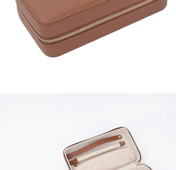 Personalized Emboss Gold Name Pebble Leather Jewelry Storage Box