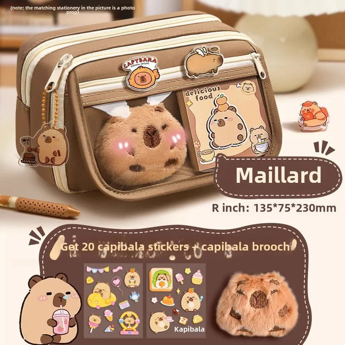 Capybara 9-layer large capacity pencil case, large capacity pencil case flip cover stationery pencil case stationery storage bag