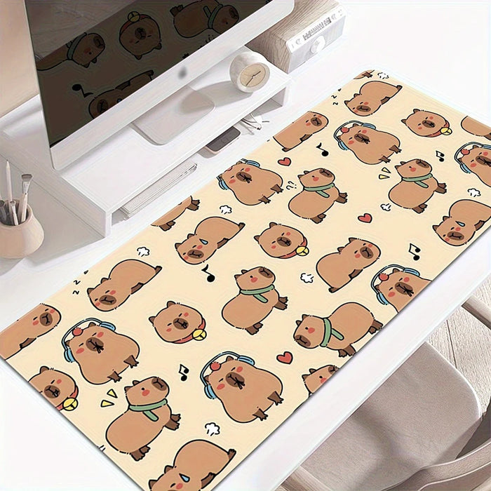 Cute Cartoon Brown Capybara Mouse Pad Large Computer Office Game Table Mats XXL 90x40 Rubber Non-slip Keyboard Mat Long Desk Pad