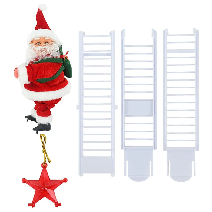 Santa Claus Doll Climbing Ladder with Music Christmas Tree Ornaments