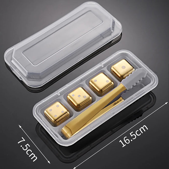 Reusable Stainless Steel Ice Cubes, 304 Steel Chilling Stones for Whiskey, Wine, Beer, Drink, Quick-Freeze Cooling Rock Bar Tool