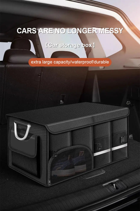 SEAMETAL Foldable Trunk Storage Box Waterproof Oxford Cloth 110L Large-Capacity Car Organizer for Camping/Fishing Easy to Carry