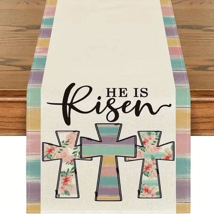 2025 Easter Rabbit Table Runner Linen Bunny Dining Table Cloth Placemat Spring Holiday Happy Easter Decoration For Home Kitchen